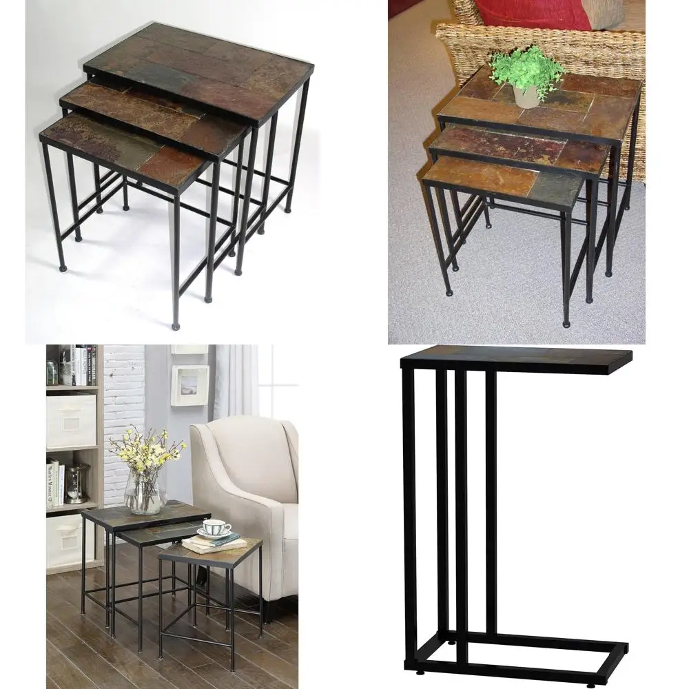 مجموعة من ثلاثة طاولات متداخلة Zhongma مع أسطح أردواز، وجانب من الحجر الصلب وطاولات مميزة #1