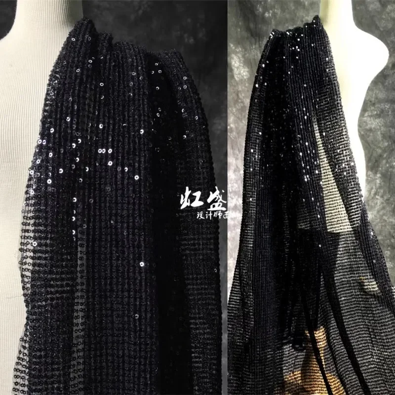 Pleated Sequin Fabric for Performance Dress Designer Wholesale Cloth Diy Apaprel Sewing Fabric Meters Material