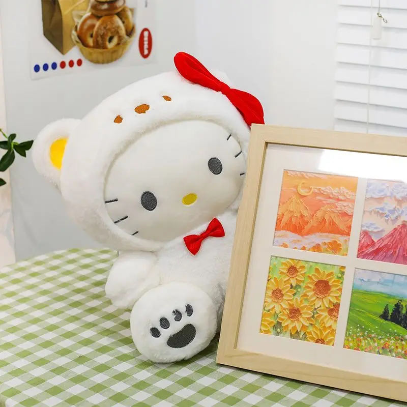 Kawaii Hello Kitty Sanrio เด็กน่ารักการ์ตูนตุ๊กตา Plush นักเรียนของเล่นตุ๊กตาโซฟาโยนหมอนของขวัญตกแต่งห้องสําหรับเด็ก
