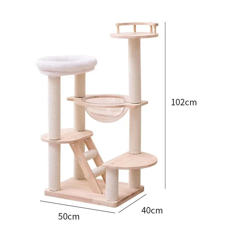 когтеточка для кошек с домиком высокая Source Mu House KT Collection Cross-border Wood Cat Tree Tower Multi-layer Integrated Cat