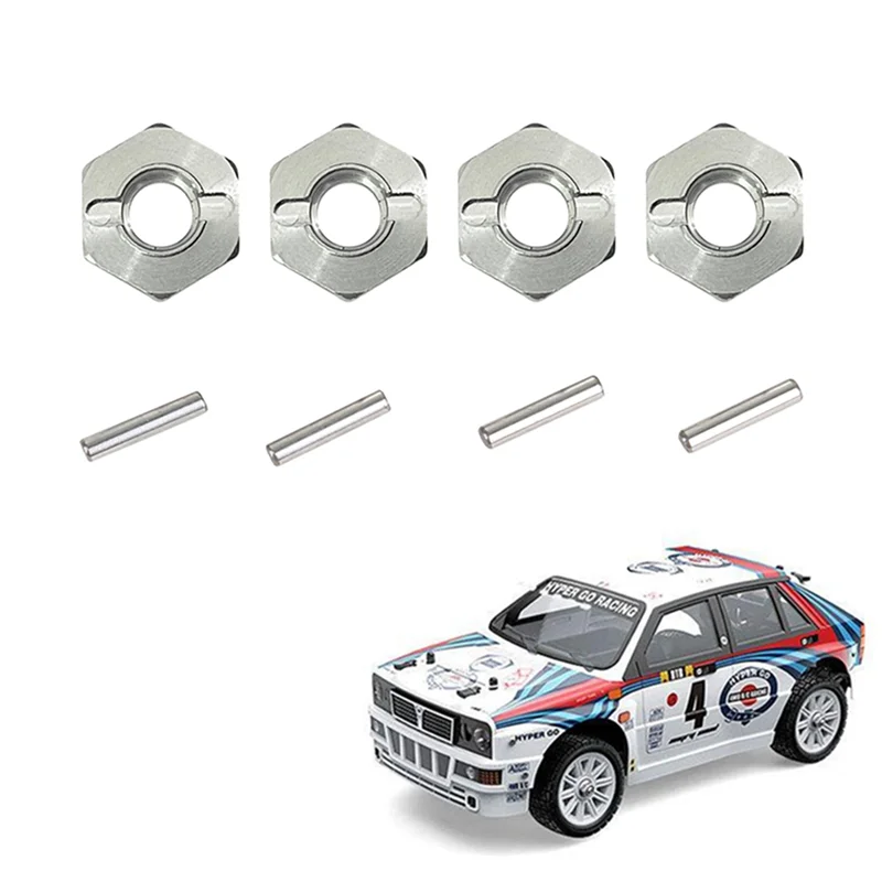ABUM-8Pcs Metal 12Mm Wheel Hex Hub Adapter For MJX Hyper Go H16 16207 16208 16209 16210 14301 14302 RC Car Upgrade Parts