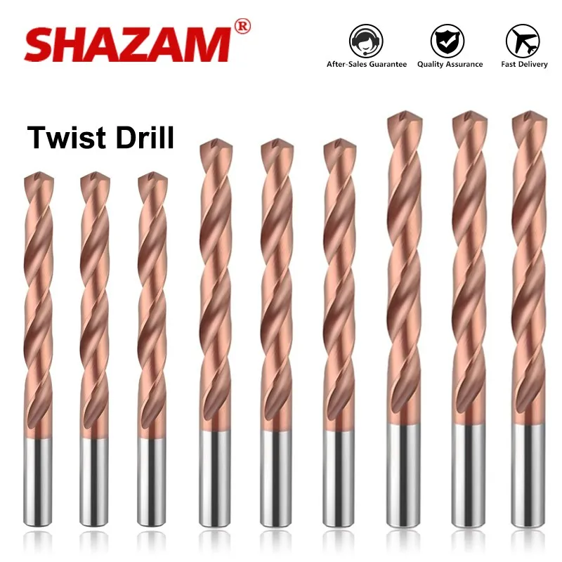 SHAZAM CNC Metalworking Carbide 3D Drill Tungsten Steel Super Hard Stainless Twist Bit Straight Handle Solid Interval