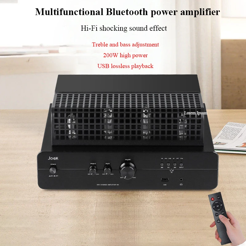 

HIFI ламповый аудиоусилитель мощности Bluetooth 5.0, 100 Вт*2, 2.1-канальный выход, домашний усилитель мощности, цифровой, оптический, коаксиальный