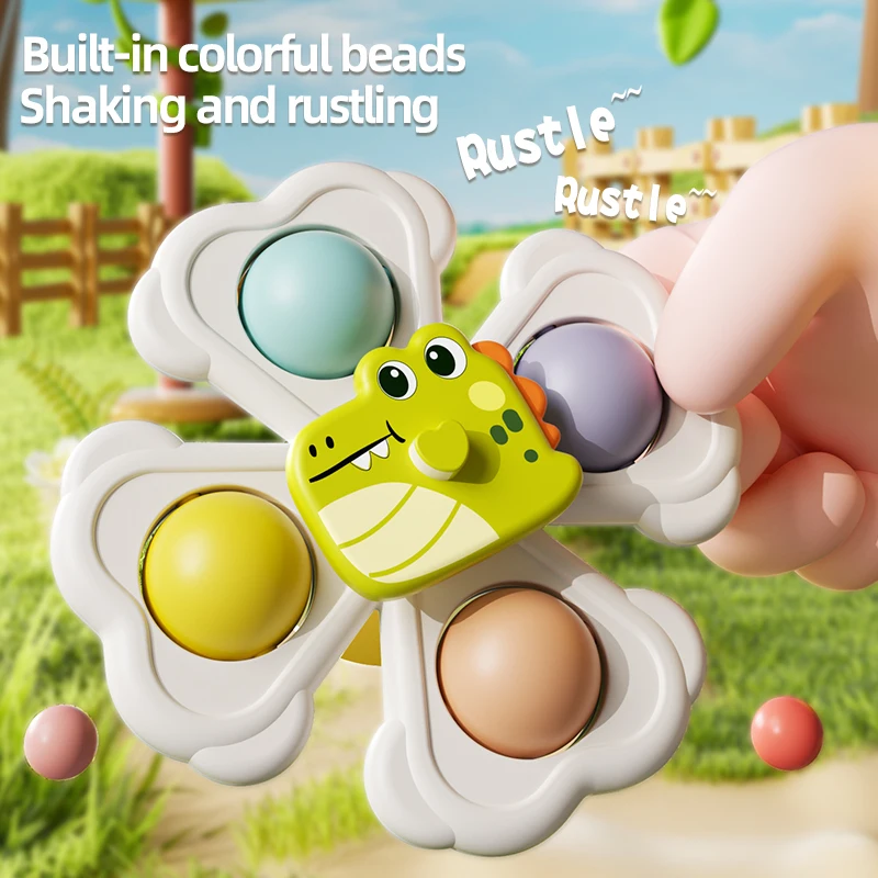 Children's suction cups rotating baby finger pressing fun puzzle toy dining chair shower rotating fingertip gyroscope