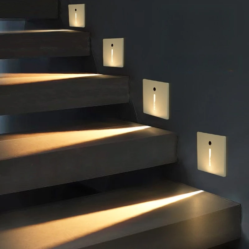 Aluminium Step Lights Embedded Waterproof Lighting Lamps Shopping Mall Hotel Corridor Mood Light Home Human Body Detection Lamp