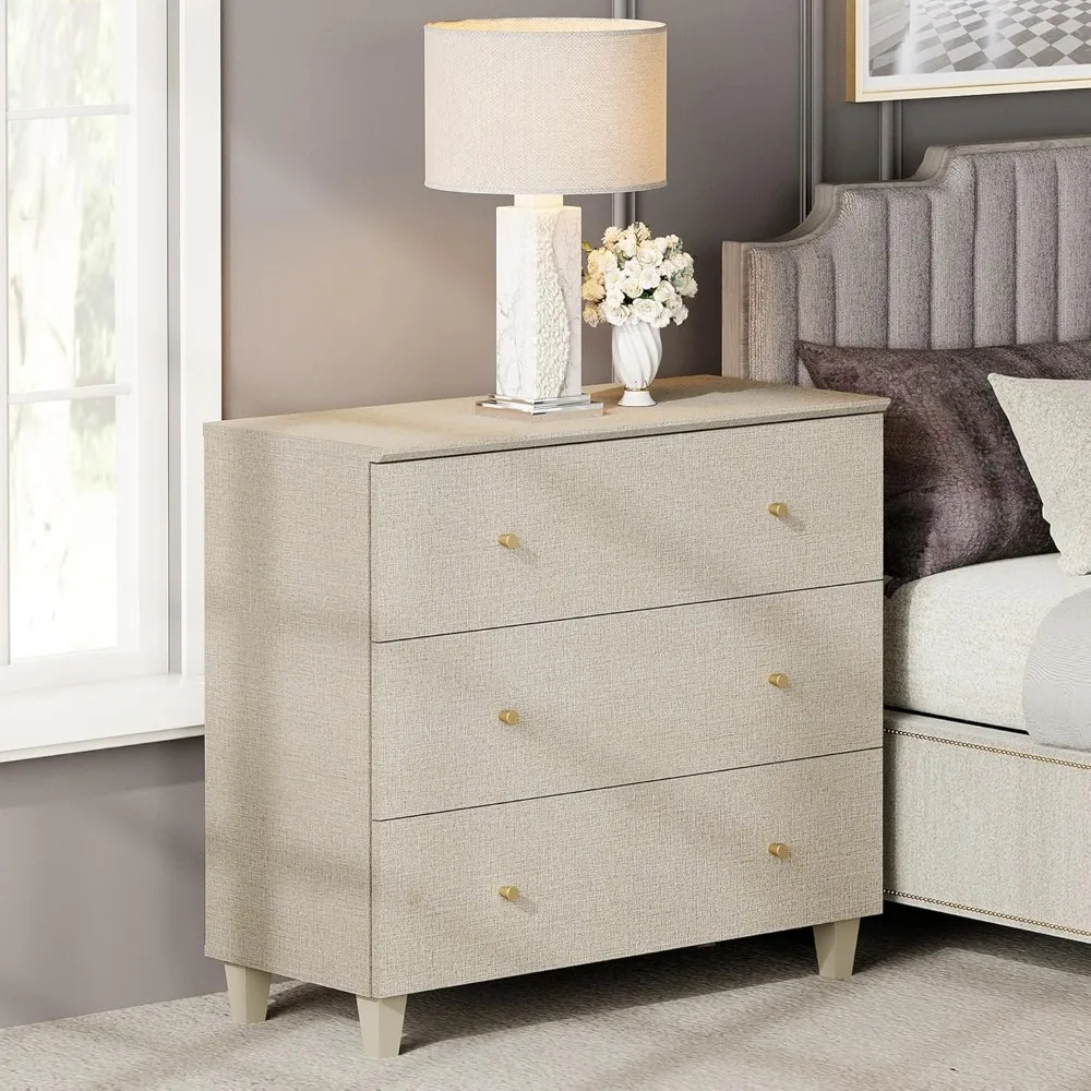 

Nightstand with 3 Wide Drawers for Bedroom, Modern Wood Bedside Table Chest Dresser Night Stand, Large Sofa Side End Table