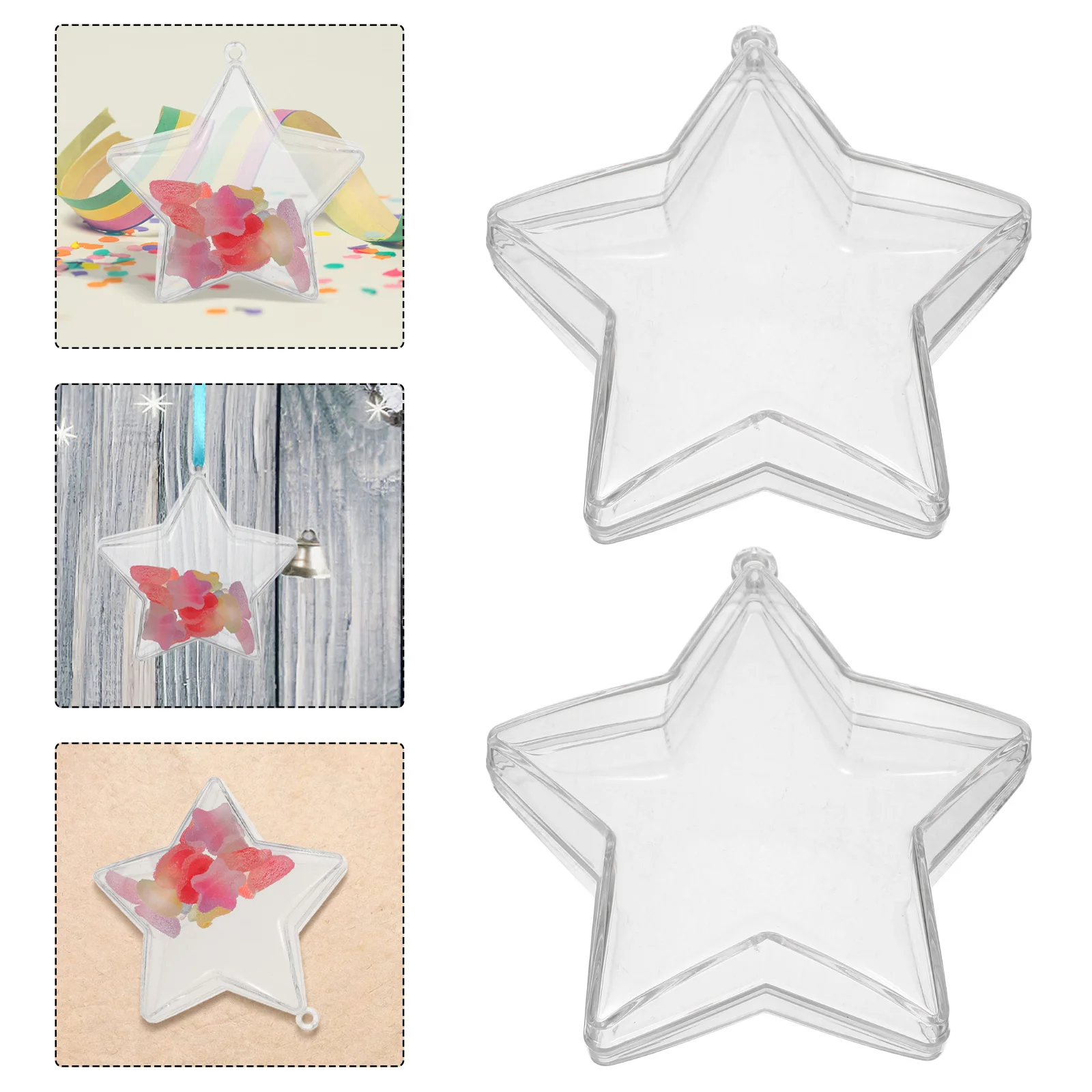 

25pcs Star Shaped Candy Box Clear Plastic Hanging Ornaments Fillable Transparent Bauble For Christmas Tree Holiday Party