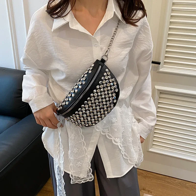 

Fashion Diamond Studded Women's Crossbody Shoulder Bag for Sports And Leisure Waist & Chest Bag Stylish And Trendy