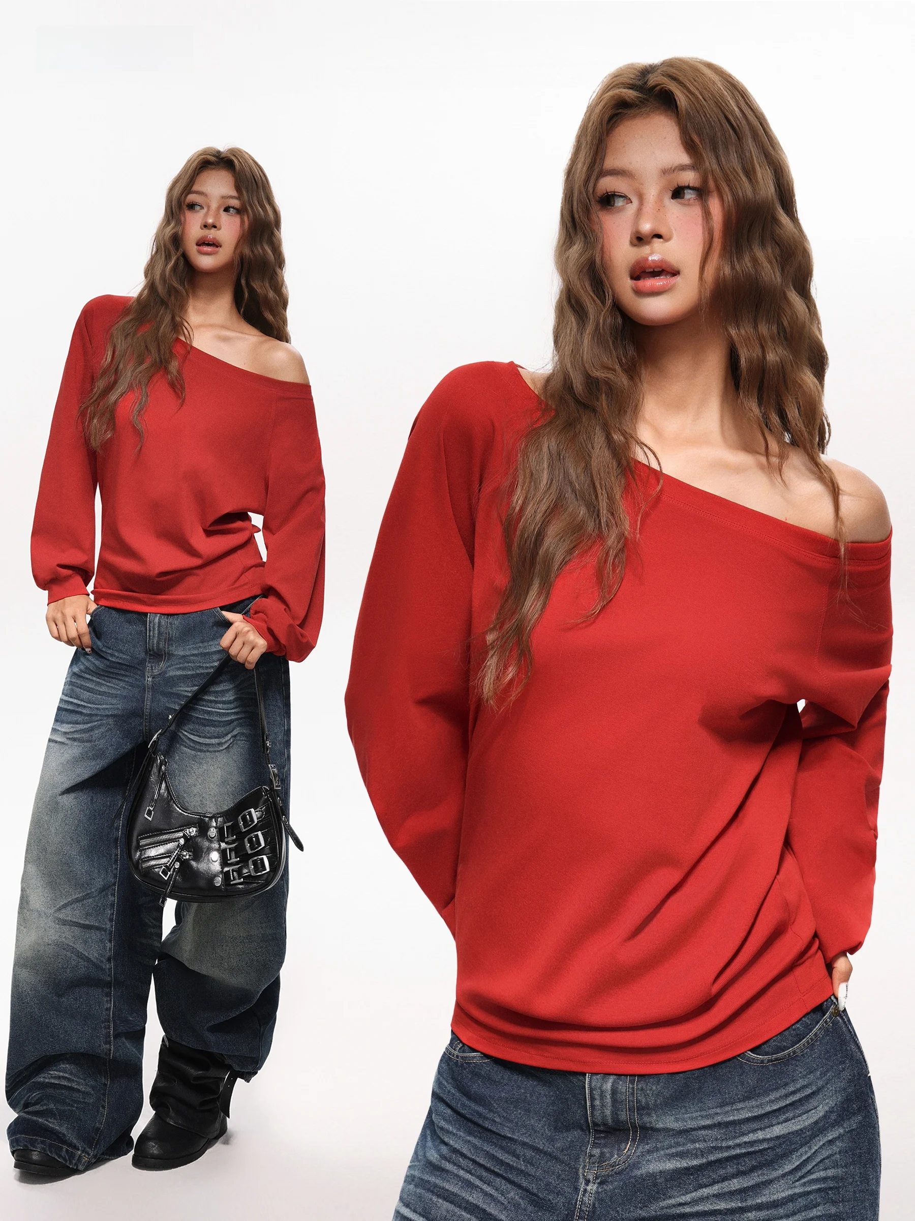 Red Casual Loose Ou…