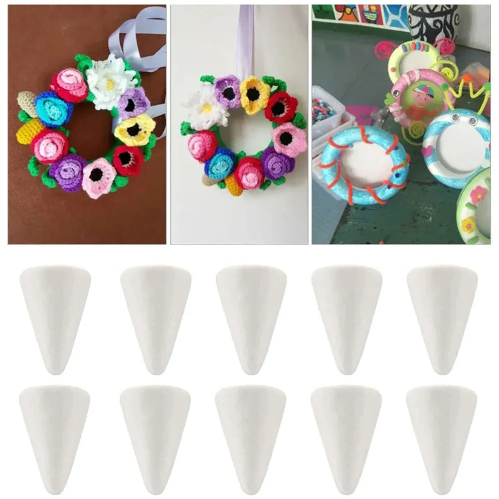 10pcs DIY Christmas Tree Party Foam White Cones Home Party Decor DIY Painting Triangle Christmas Tree Craft Supplies Props 150mm