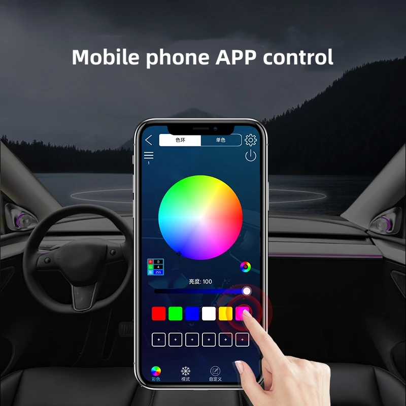 For Tesla Model 3 Model Y 4D Rotating Tweeter with Multi Colors Led Ambient Light APP Control Car Speaker Horn Refit Accessories