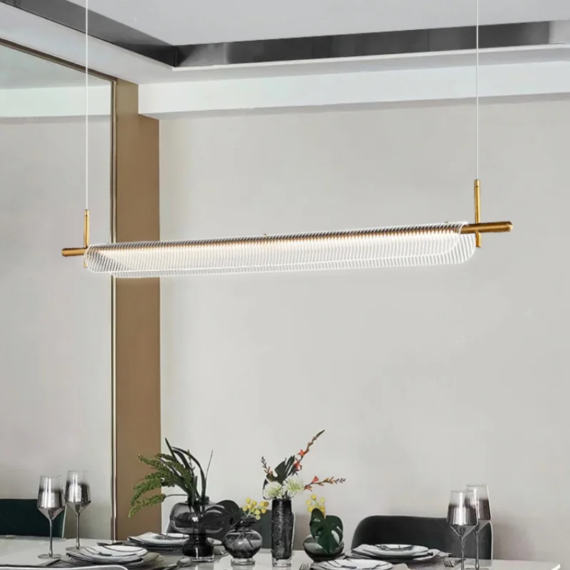 Italian minimalist hardware pendant light modern long LED pendant light restaurant tea room island platform bar counter lighting