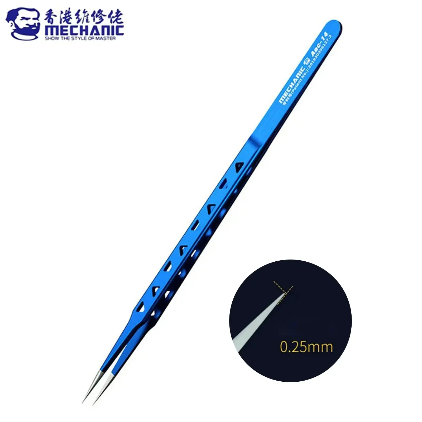 MECHANIC Aac-14 Non-magnetic High Hardness 8 Hollows Heat-dissipating Stainless Steel Precise Tweezers Phone PCB IC Chip Repair
