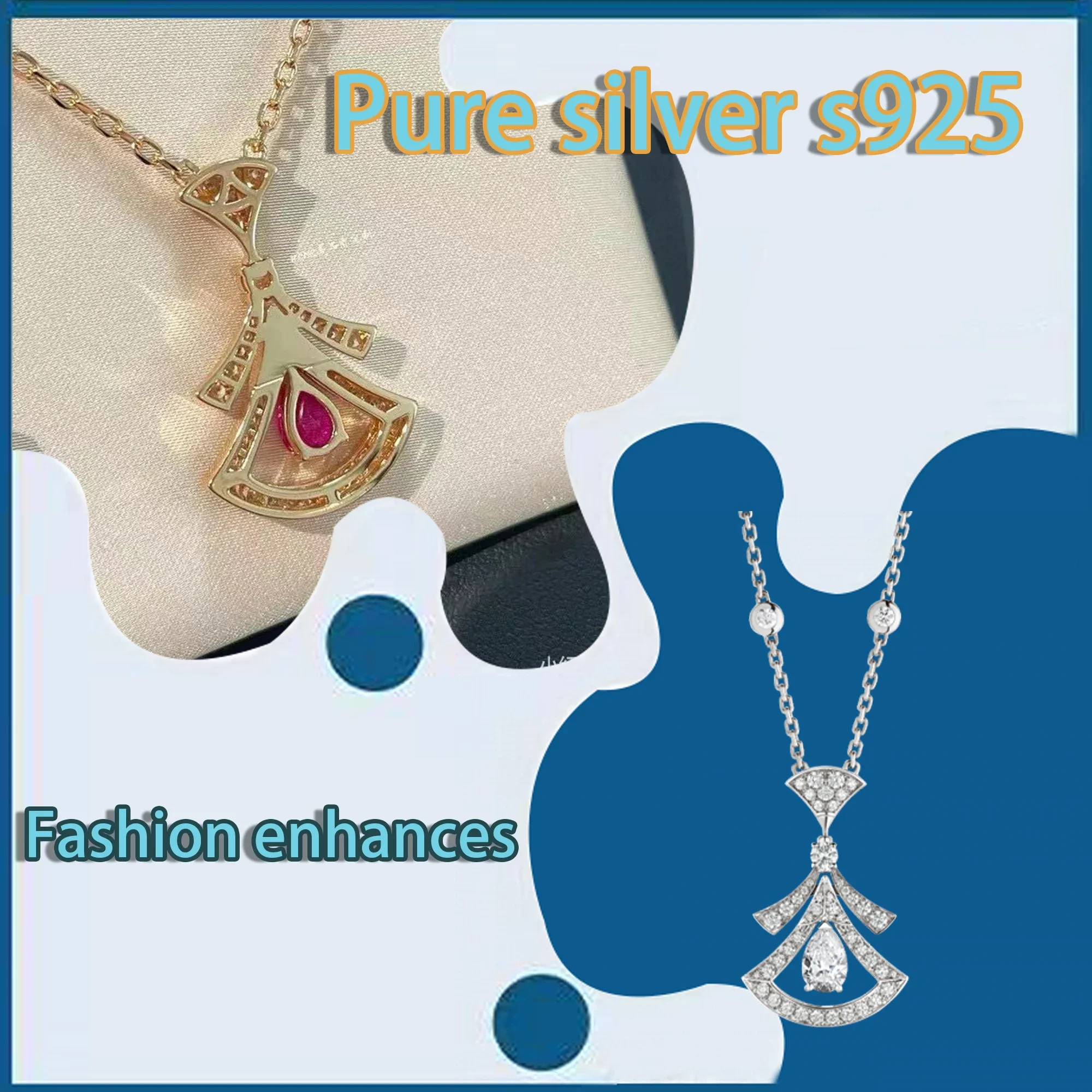 

Pure silver s925 BV fashionable high-end gorgeous necklace, charming diamonds shining and enchanting women