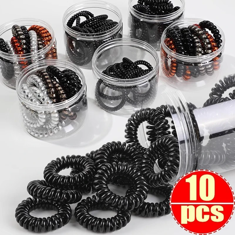 10PCS Hair Accessories for Women Hair Ring Rope Girls Gum Springs Transparent Elastic Hairbands Headdress Hair Ties Rubber Bands