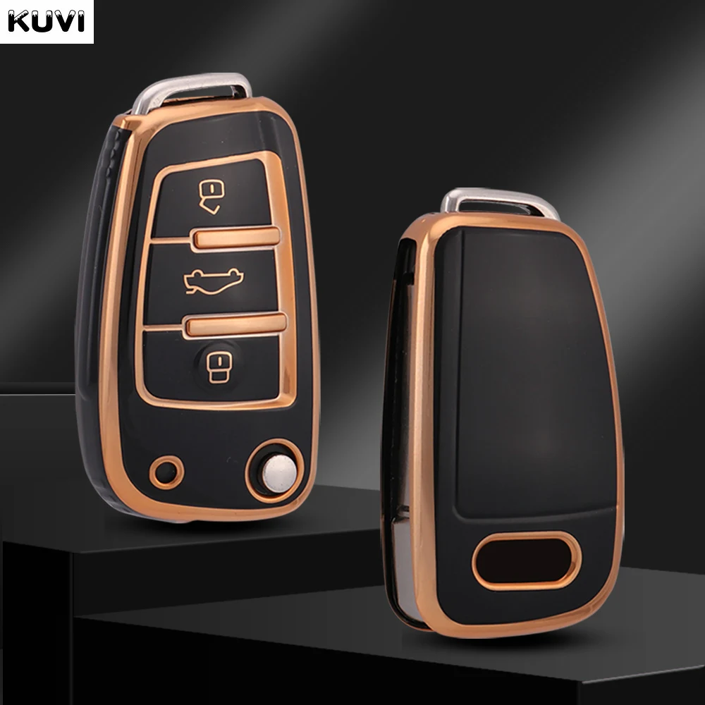 Mode TPU Auto Flip Schlüssel Fall Abdeckung Shell Für Audi A1 A3 8P 8L A4 A5 B6 B7 A6 A7 C5 C6 4F Q3 Q5 Q7 Q8 TT S3 S4 S6 RS Zubehör