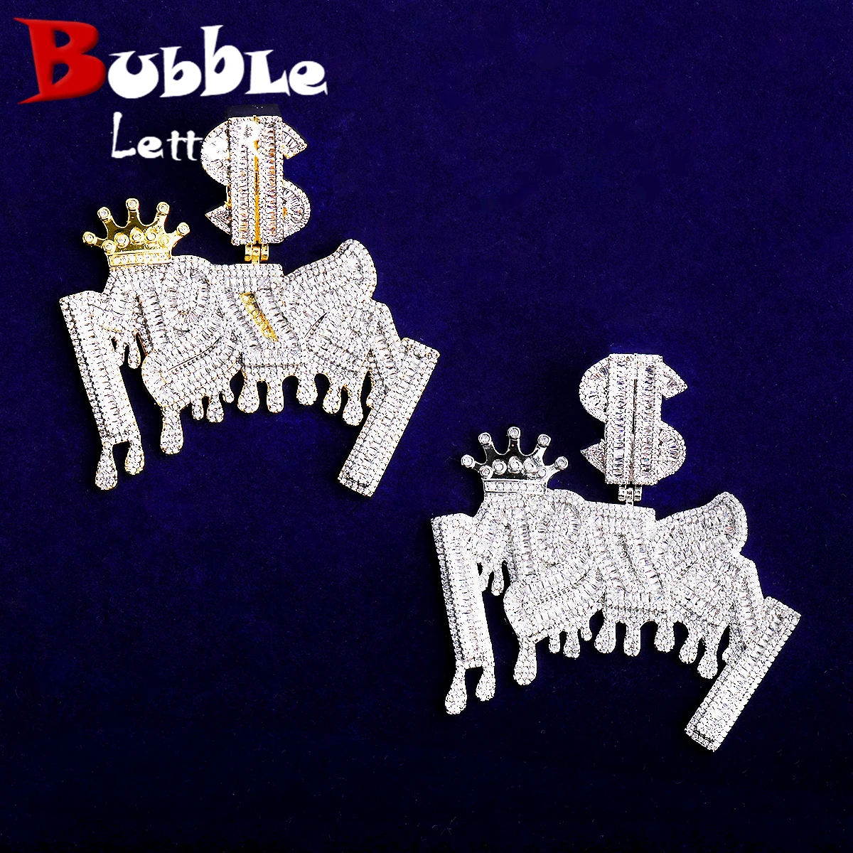 

Пузырьковая буква Iced Out Money знак доллара залог ожерелье кулон для мужчин 5А кубический цирконий позолоченные ювелирные изделия в стиле хип-хоп