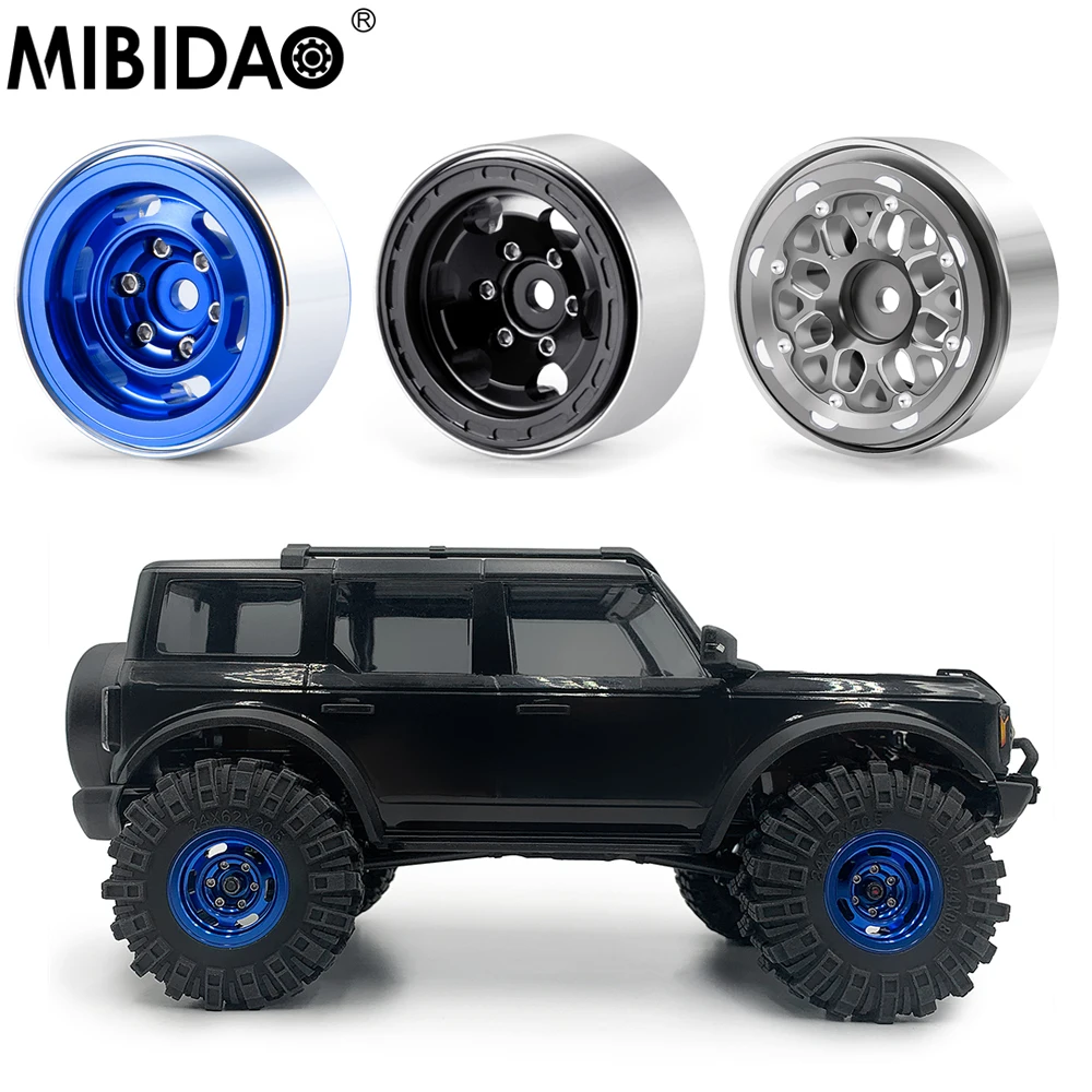 

MIBIDAO 4Pcs Metal Beadlock Wheel Rim Hubs for 1/18 TRX4M Bronco Defender RC Crawler Car Parts