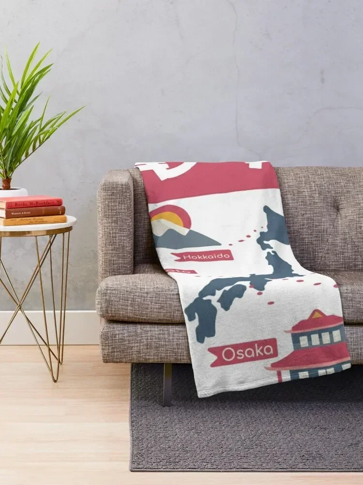 Japan Map Guide Throw Blanket Fashion Sofas Luxury Throw Blankets