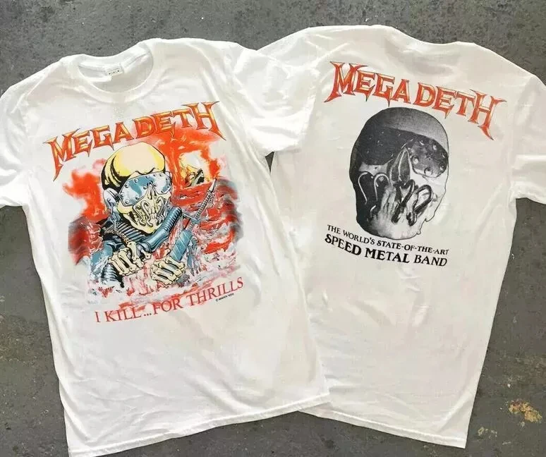 

Summer MEGADETH 1988 T-Shirt I Kill...For Thrill Shirt Cotton T-Shirt Fan Allsi Oversized Sweat-absorbing