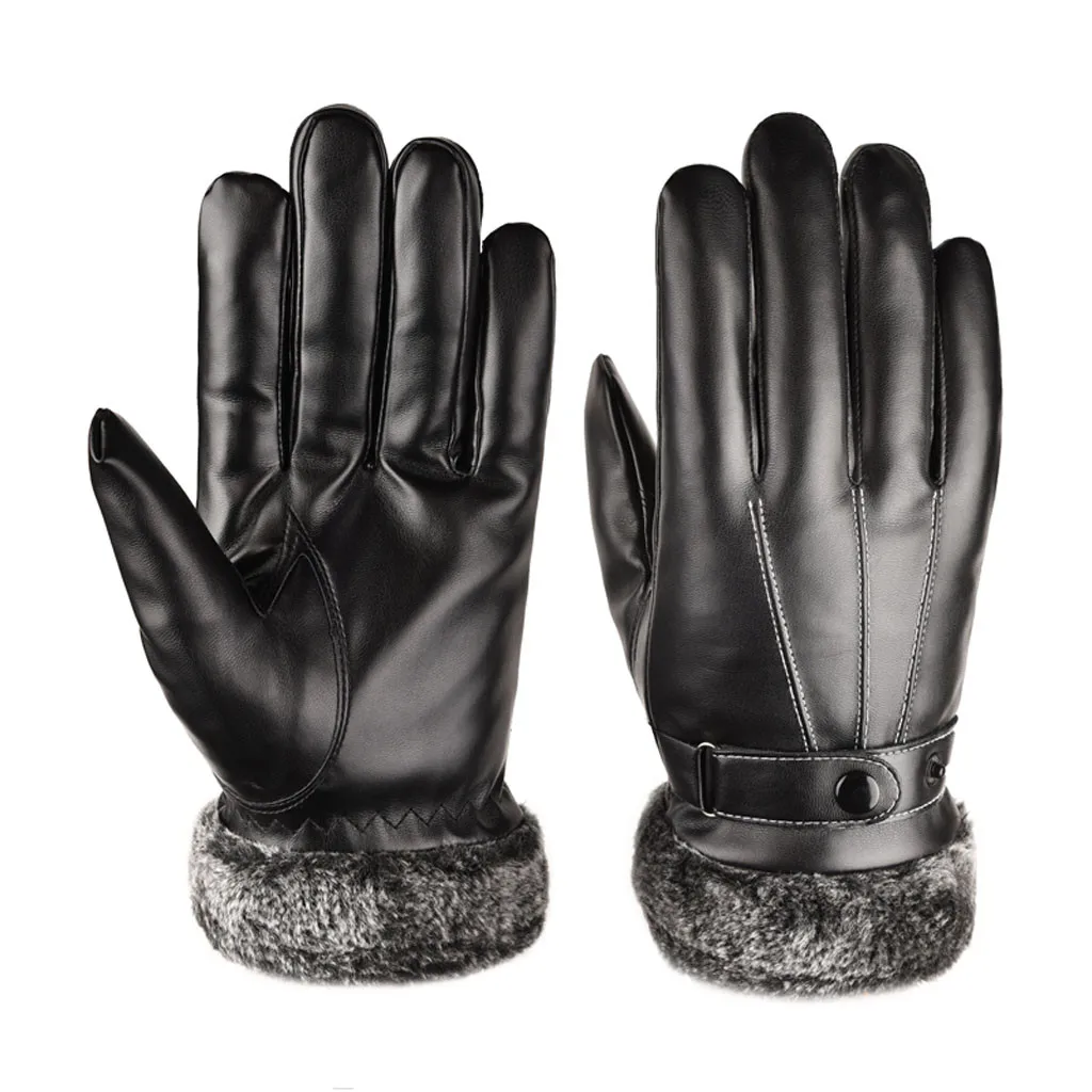 Men Leather  Winter Warm Motorcycle Ski Snow Snowboard Gloves