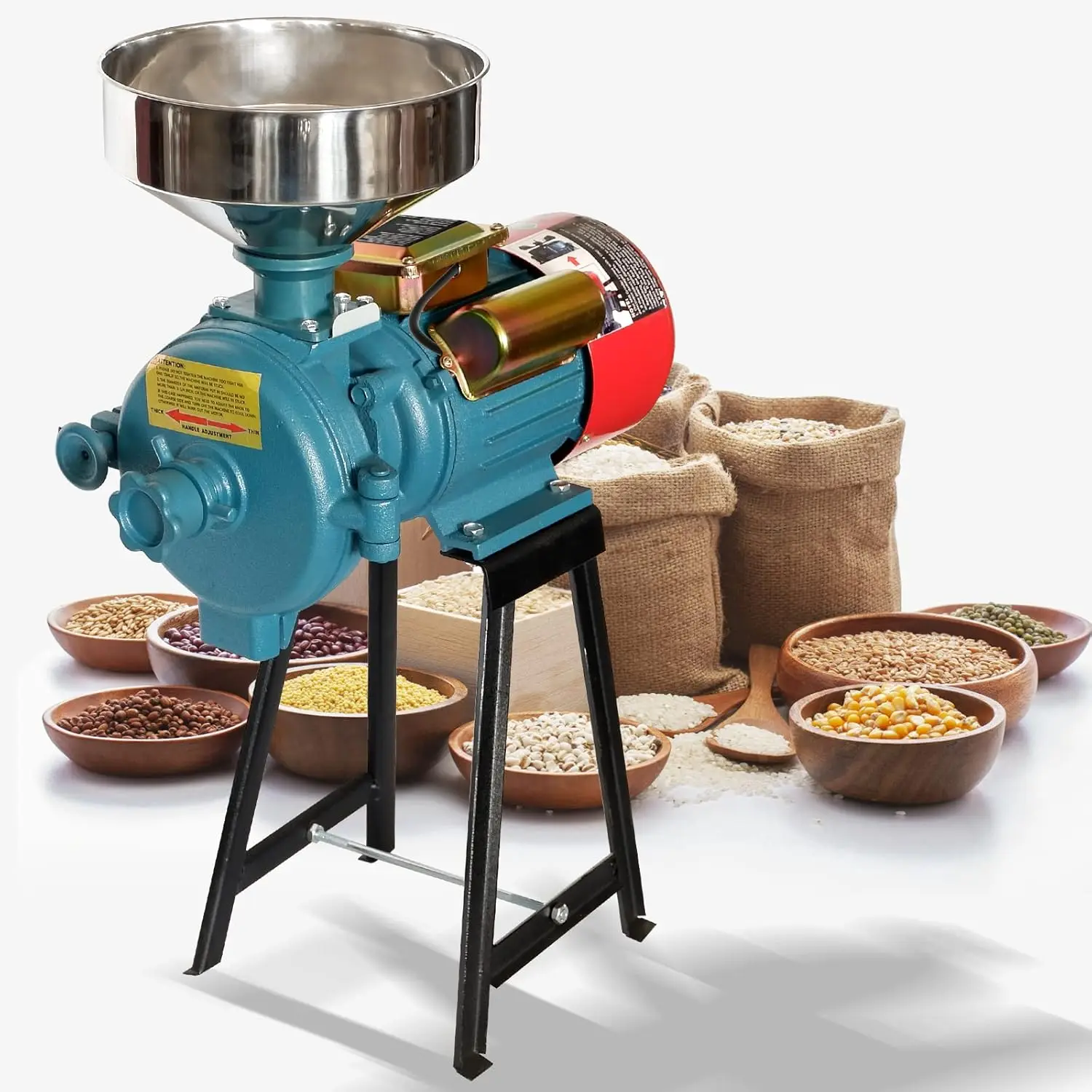 Mophoto Electric Grain Grinder Mill, Corn Grinder Mill Electric, Dry Cereals Rice Wheat Corn Mills With Funnel, 3000 W Grain