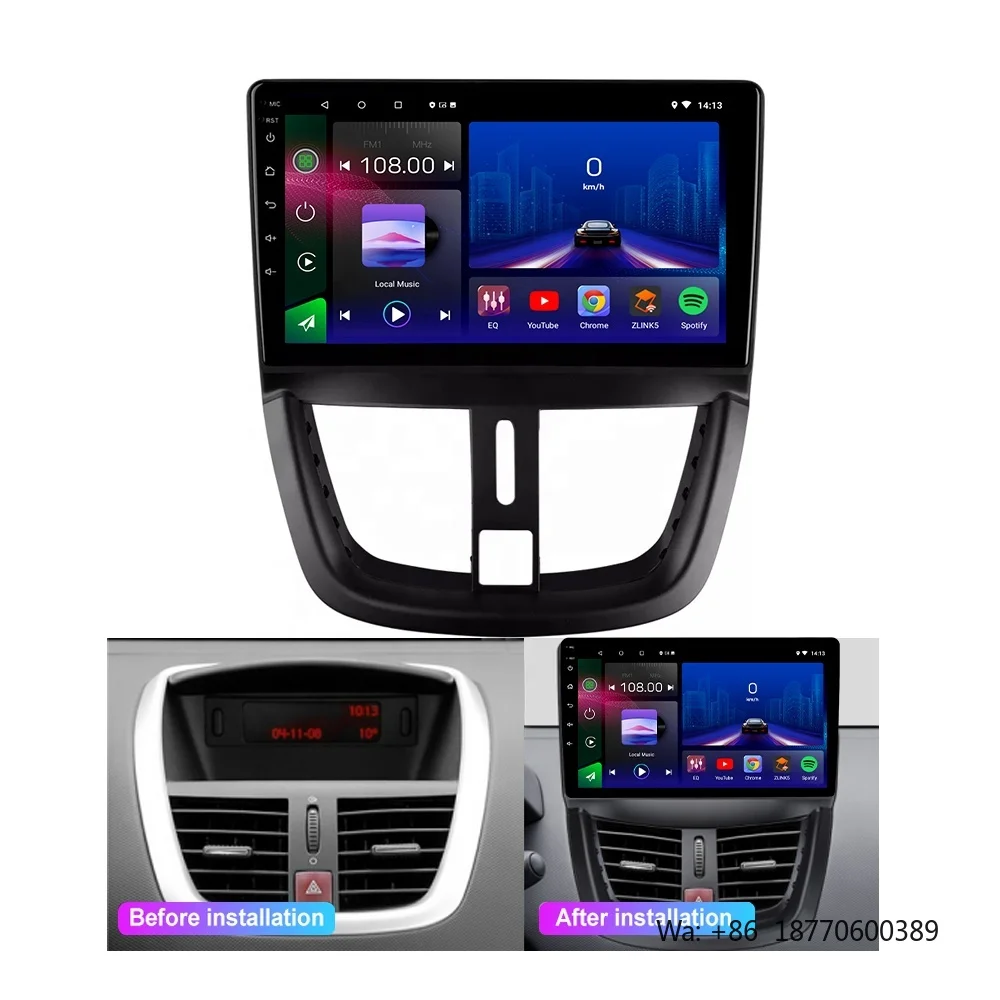 For Jmance 9-Inch Android Auto Stereo with CarPlay GPS DSP for Peugeot 207 2006-2015 Portable Central Multimedia for Car GPS DSP
