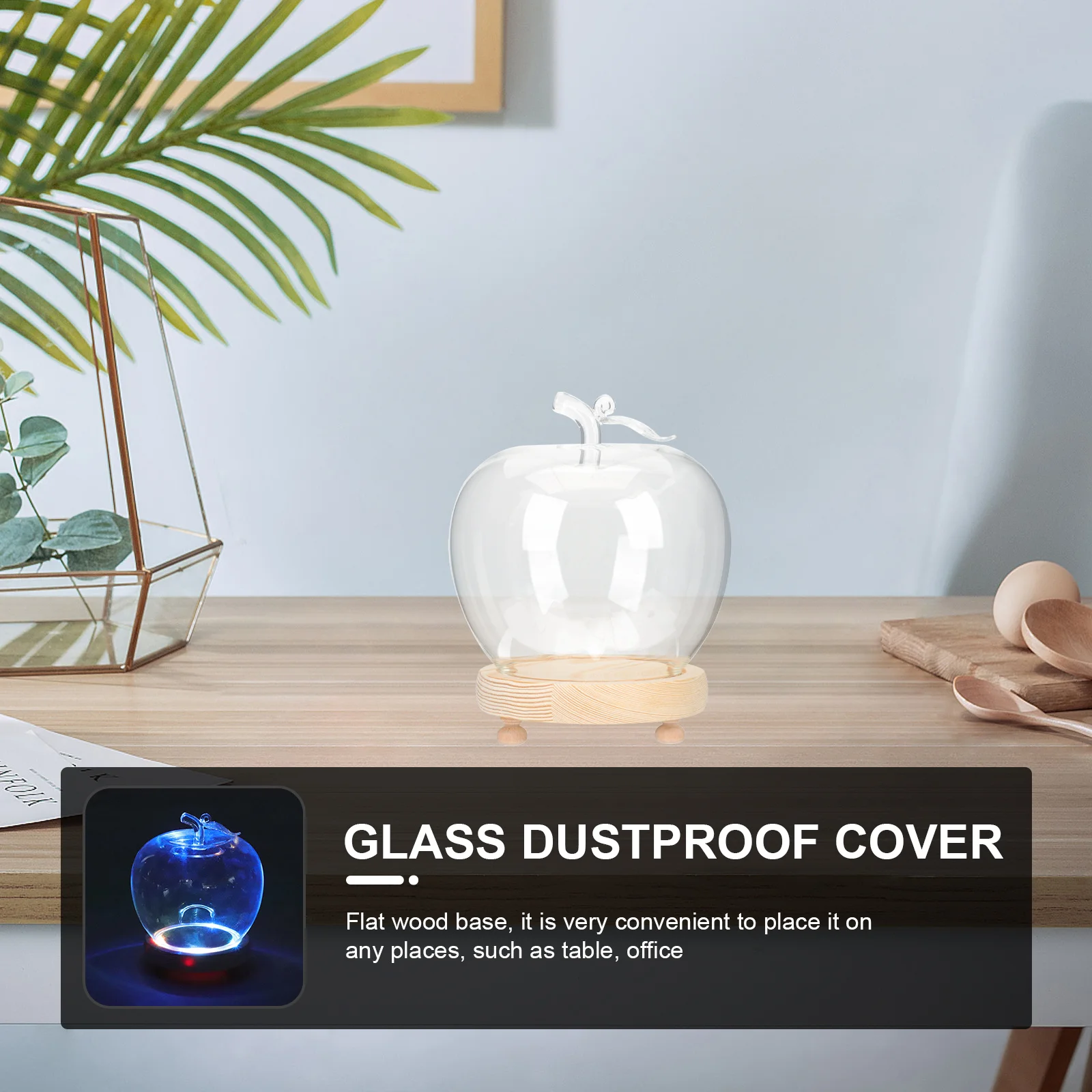 1 مجموعة مضاءة زجاج قبة الخالد زهرة عرض غطاء عشية عيد الميلاد التفاح ديكور الزجاج قاء زجاجي للمنزل سطح المكتب المشهد الصغير