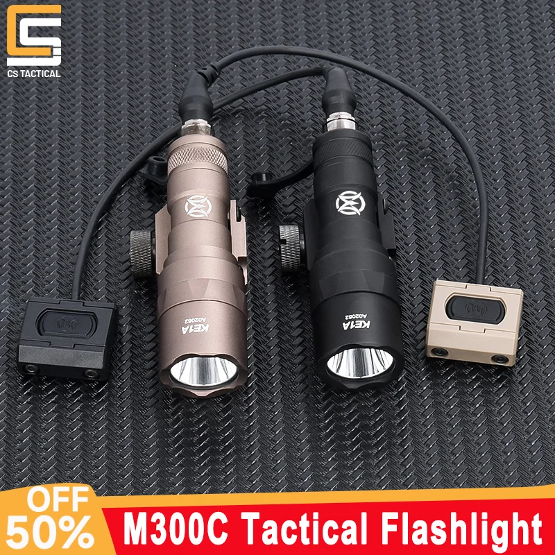 

WADSN M300C Tactical Flashlight White LED Light Pressure Switch For 20mm Picatinny Rail/M-LOK/Keymod Hunting Weapon Accessories