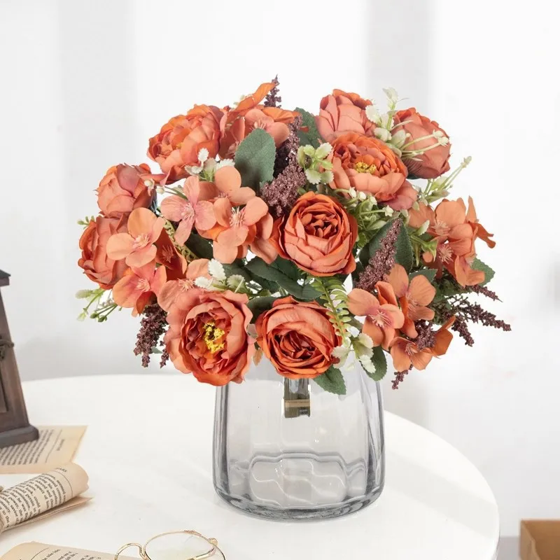 Künstliche Blumen, weiße Seiden-Hortensien, Pfingstrosen, Hochzeits-Party-Bundle, Festival, Heim, Zimmer, Tisch, Vase, Dekoration, Outdoor, Hof, DIY-Geschenk – Detail 8