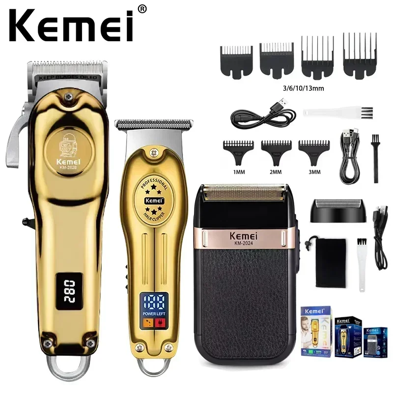 

Kemei KM-678 KM-2024 KM-2628 Профессиональные электрические машинки для стрижки волос Машинка для стрижки бороды Перезаряжаемая мужская бритва Набор триммеров для волос