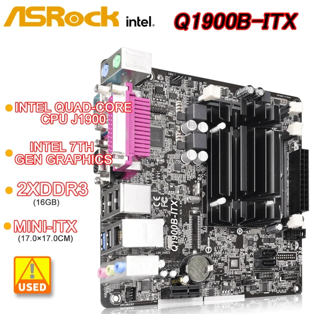 ASRock Q1900B-ITX Intel® Quad-Core Processor J1900 2xDDR3 16GB 2xSATA2 USB  3.1 Mini-ITX Intel 7th gen graphic