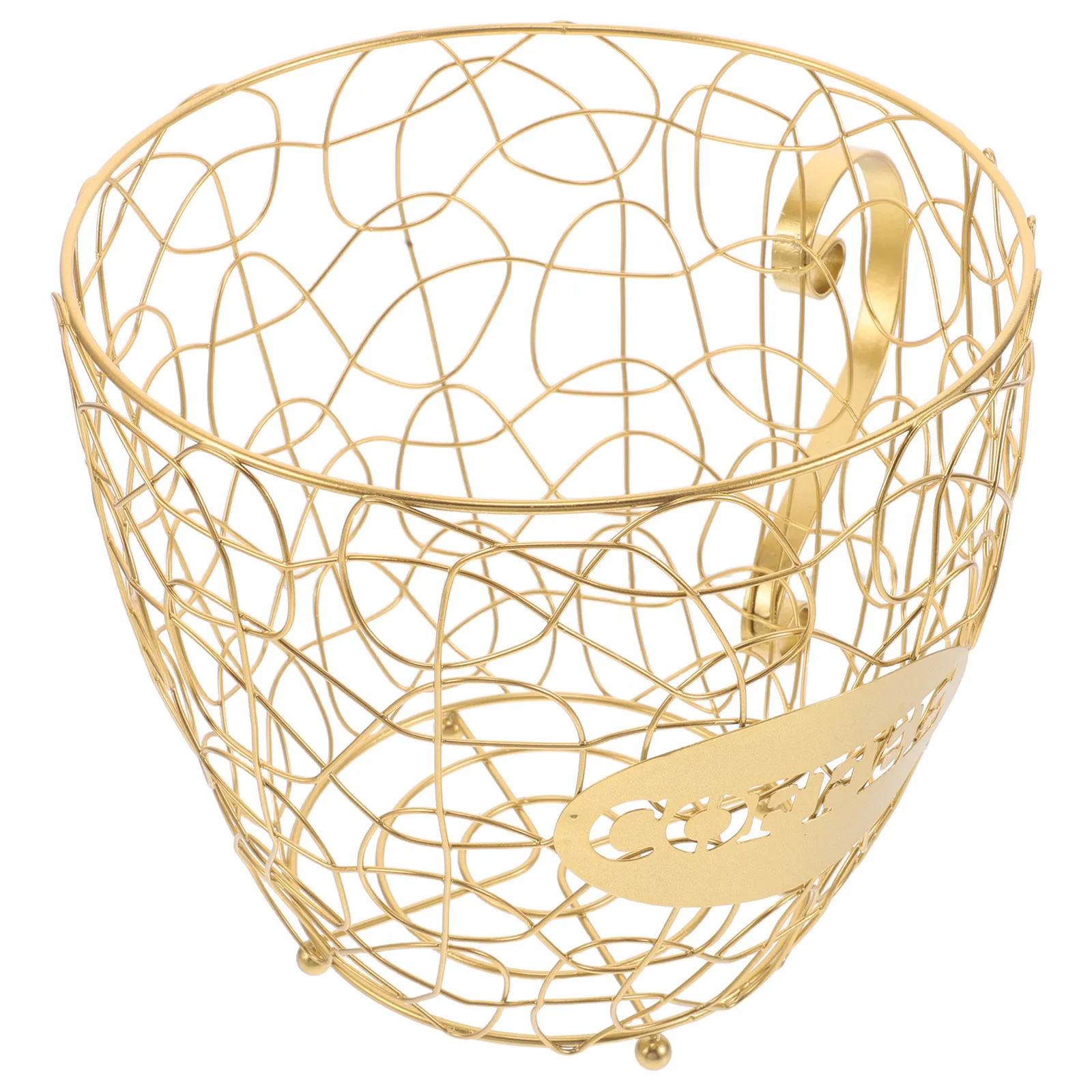 Coffee Capsule Storage Basket Golden Iron Cup Design Espresso Pod Holder Organizer Space Saving Countertop Fruit Basket Kitchen