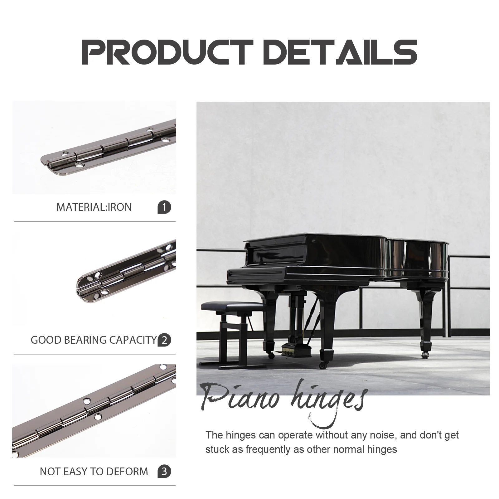 Small Piano Hinge Continuous Detachable Stainless Furniture Hinges Iron Heavy Duty The