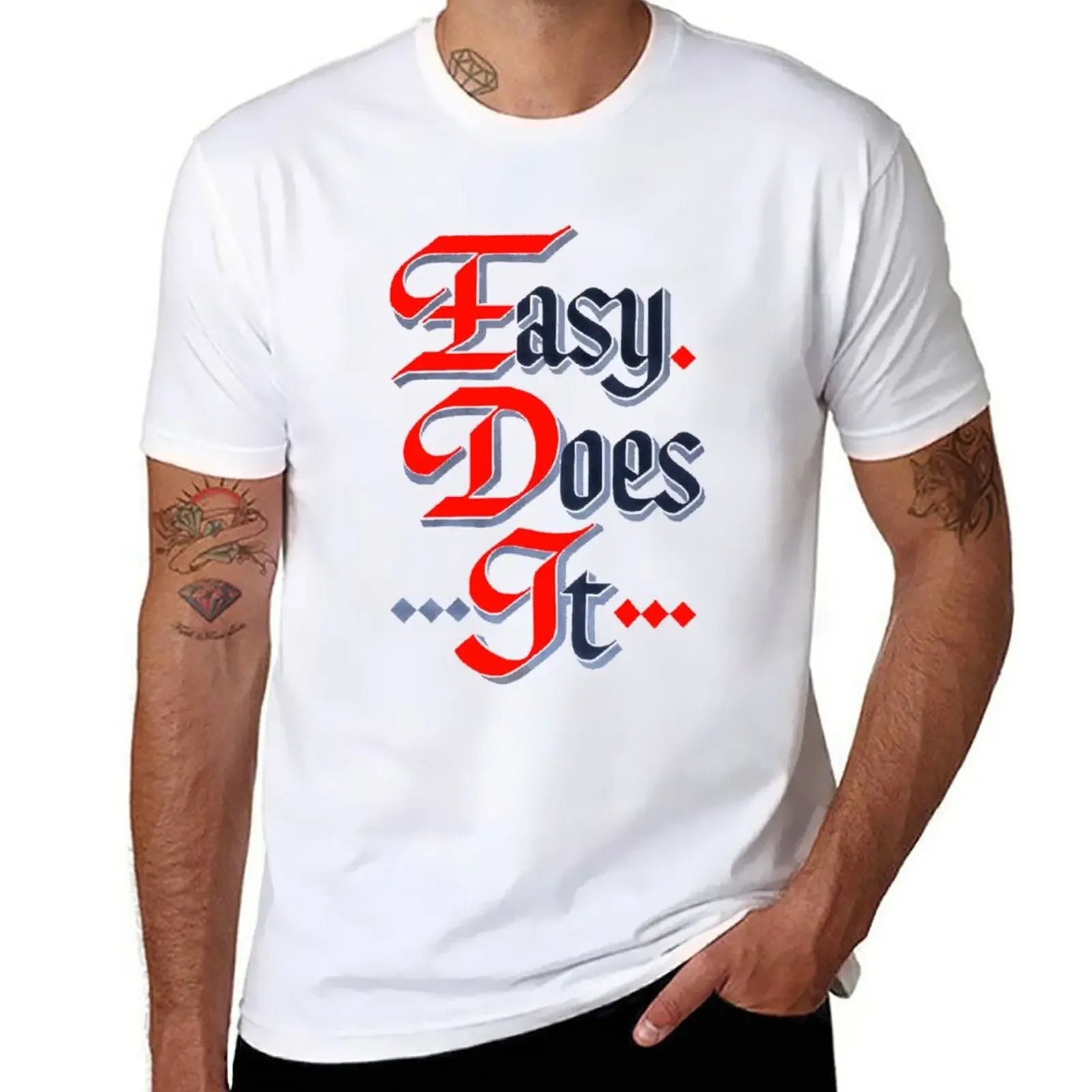 Easy Does It - AA Slogan T-Shirt hippie clothes aesthetic clothes animal prinfor boys Aesthetic clothing mens white t shirts