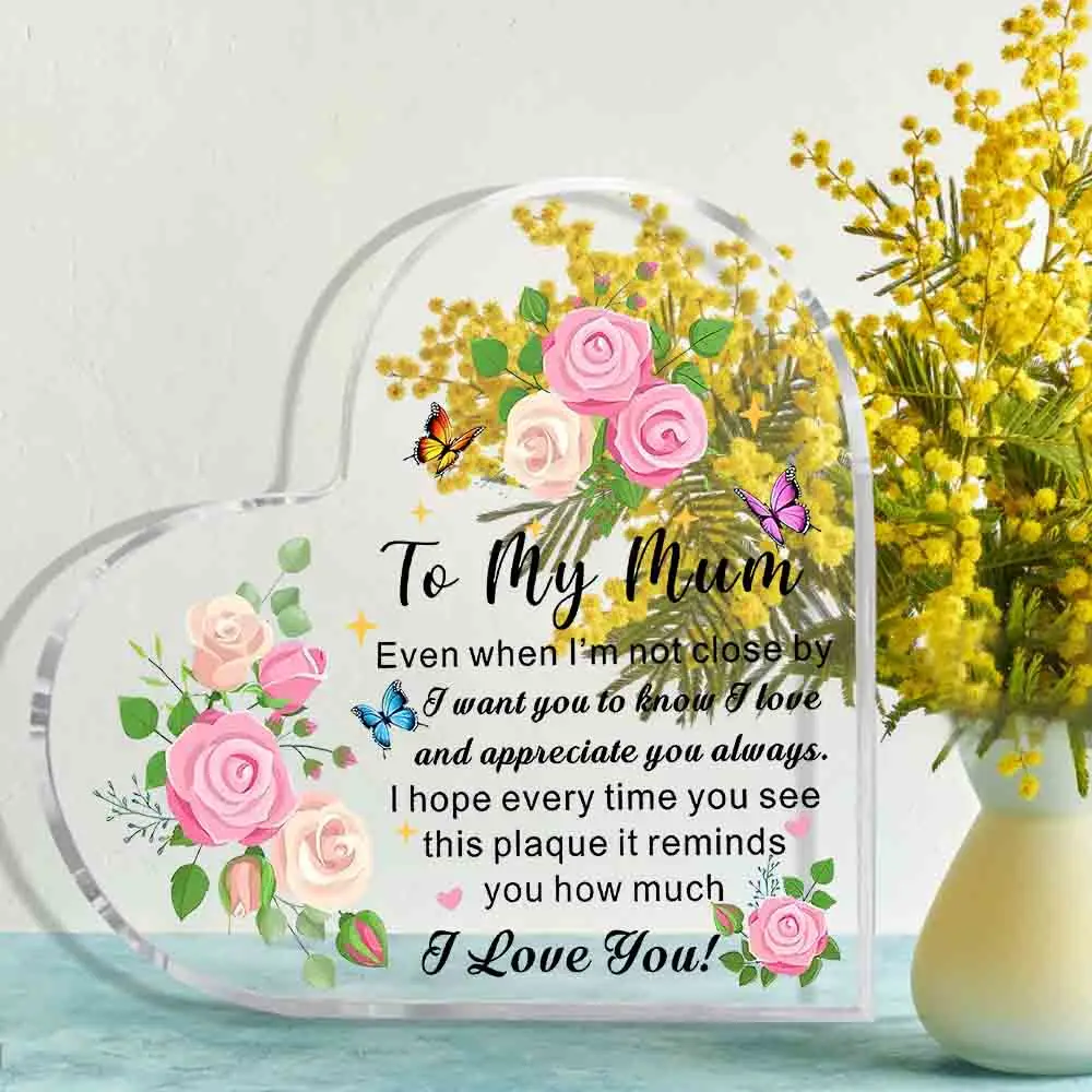 Acrylic Heart-Shaped Plaque: A Touching Gift for Mum - Mother's Day, Birthday, Christmas, Anytime - From Daughter or Son