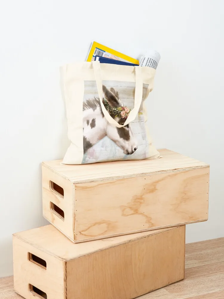 Spotted Flower Donkey Painting Tote Bag tote bag women Portable shopping bag reusable grocery bags tote bags aesthetic