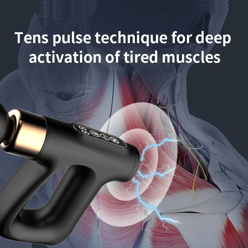 شاشة LCD نبض تدليك بندقية جهاز مساج كهربائي ساخن ضغط بندقية العضلات العميقة الاسترخاء للجسم الرقبة الظهر قرع لتخفيف الآلام