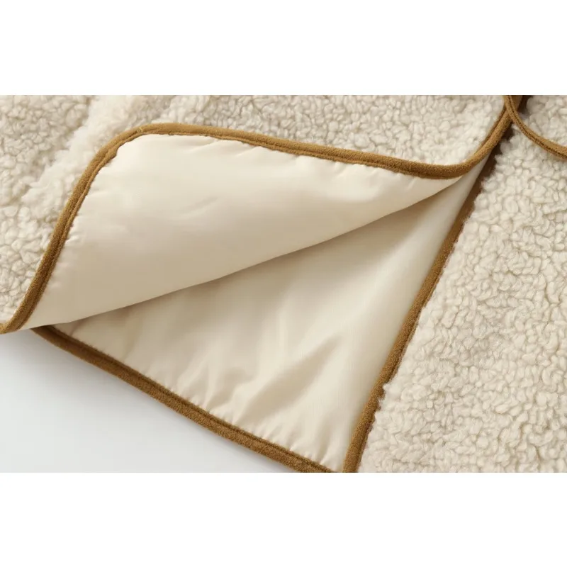 معطف الشتاء الإناث سترات بلا أكمام امرأة الخريف ملابس خارجية البيج الدانتيل متابعة س الرقبة سترات جديدة مبطن سترات المرأة سترة دافئة