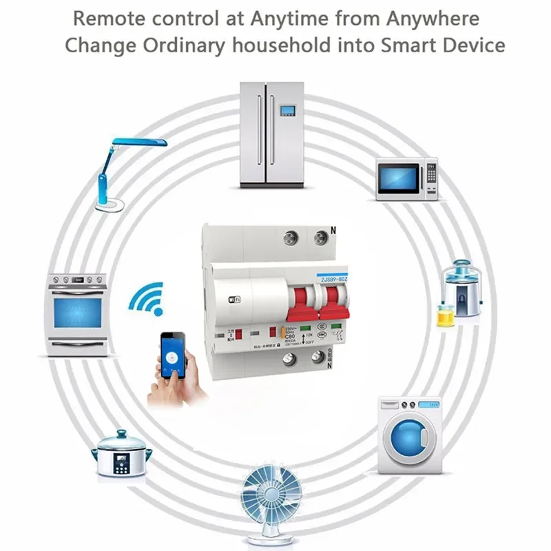 قاطع دائرة EWelink Smart TH لمراقبة درجة الحرارة والرطوبة، WiFi MCB، تحكم لاسلكي Alexa Google Home متوافق