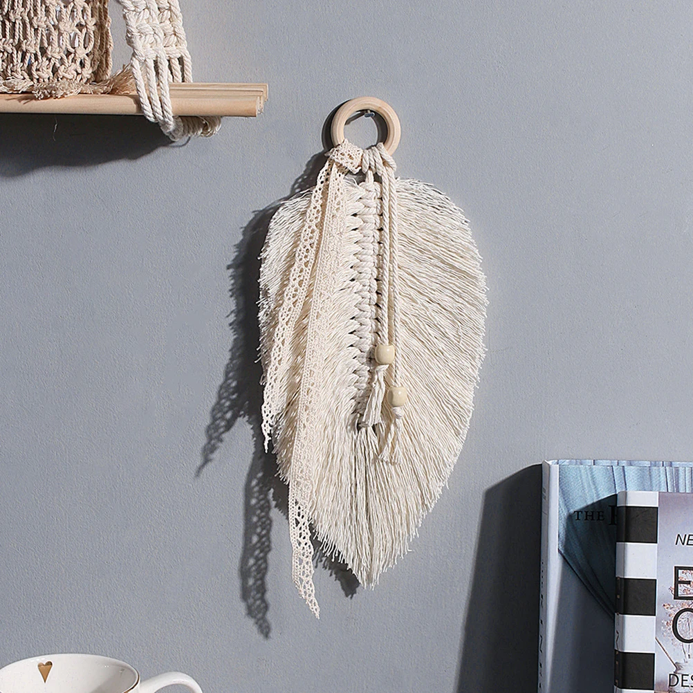 

Leaf Tapestry Handwoven Cotton Thread Wall Hanging Decor Home Decorative Woven Small Living Room Bedroom Balcony Coffee Shop