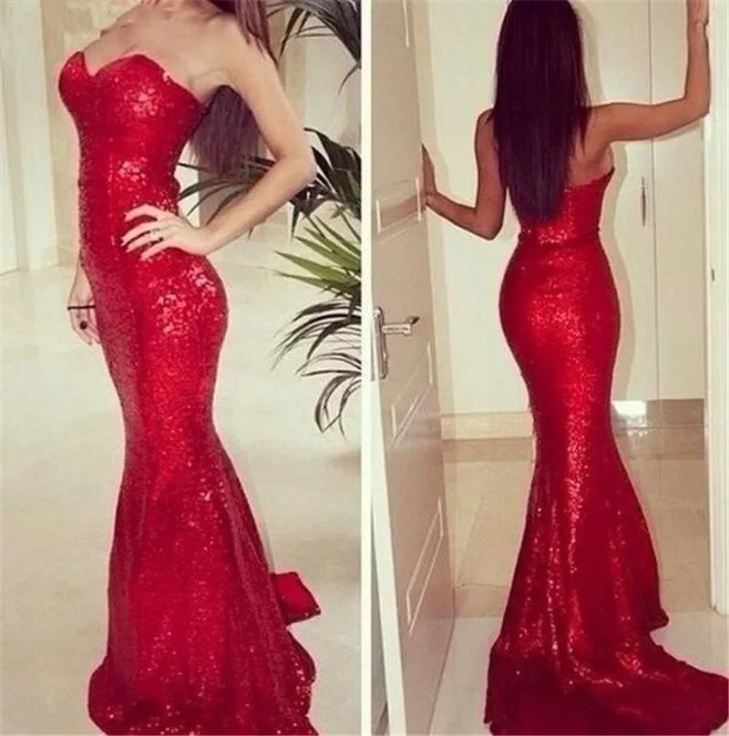 

Mermaid Prom Dresses Vestidos de festa Bling Bling Sequined Sexy Sweetheart Court Train Formal Celebrity Party Gown