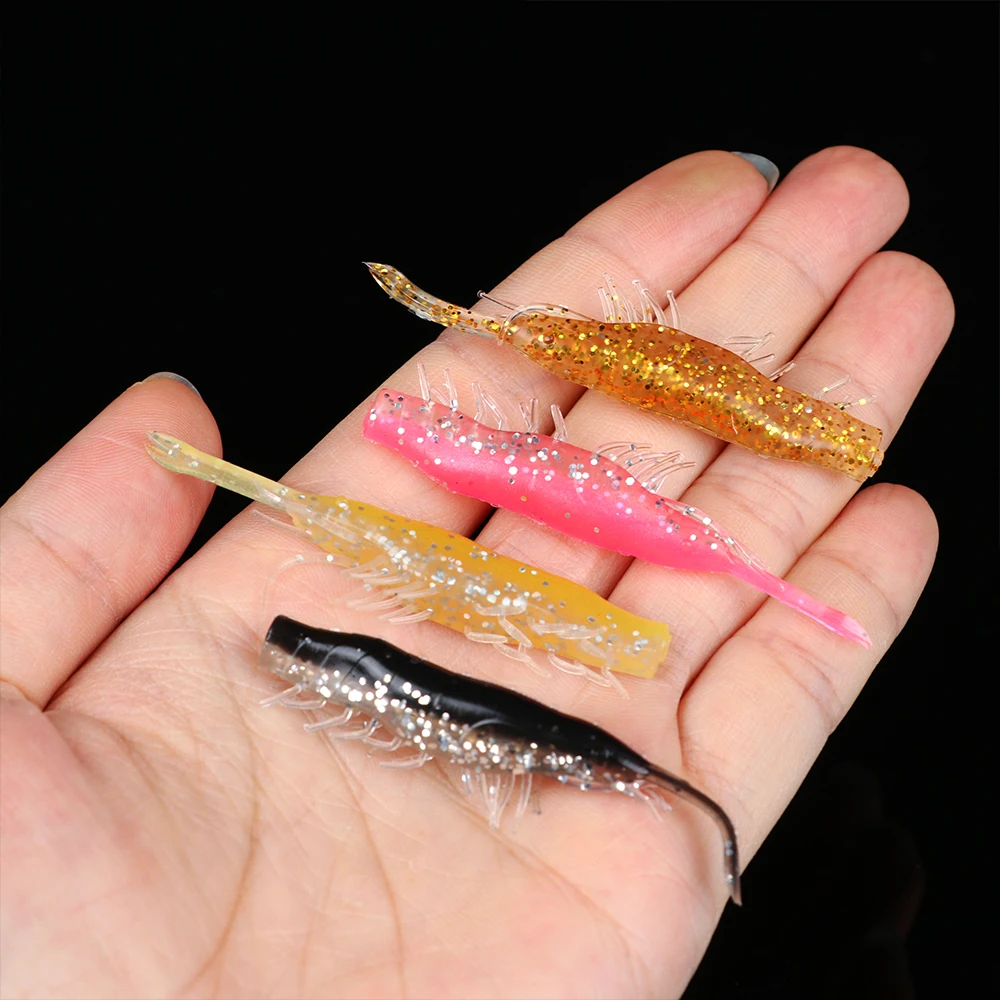 Salted Flavor Silicone Bait Shrimp Sea Worm Gambita Lure Carp Bass Rockfishing Swimbait Biting Shrimp Colorful Fishing Lure