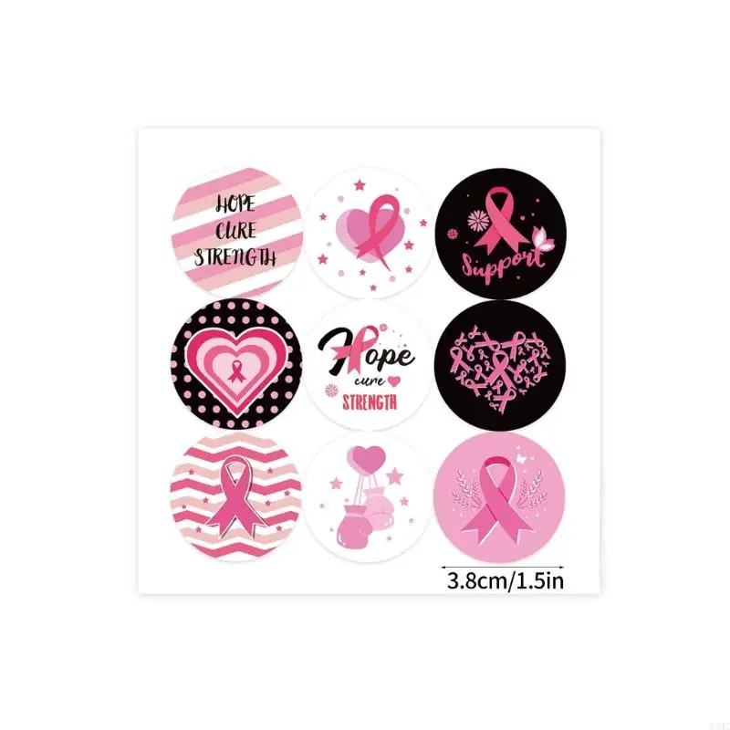 J2HC Pink Ribbon Sticker Support Group Stake piersi Rak Uwśniność Naklejka Charity Fundraising Sticker