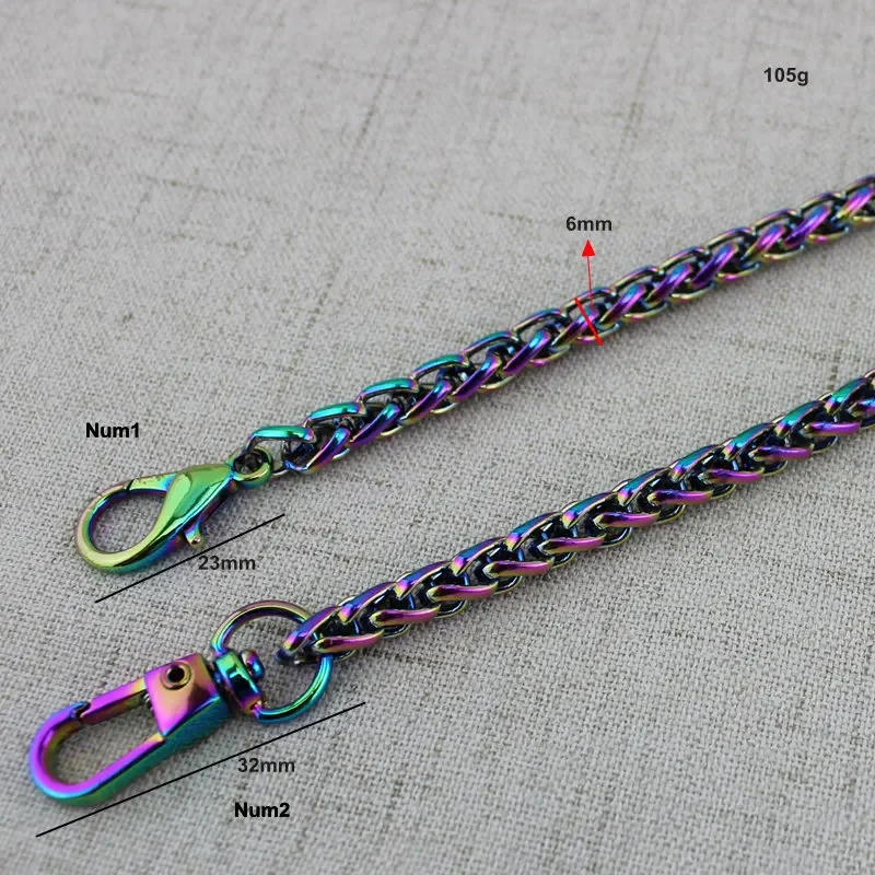 Rainbow 120cm 130cm Bag strap chain Wallet handle purse metal strap chain strap replaced bag Plating Cover Wholesale