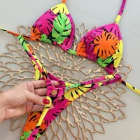 2024 Traje de baño bikini para mujer Traje de baño sexy con cordones de color sólido dividido para mujer Conjunto de 2 piezas