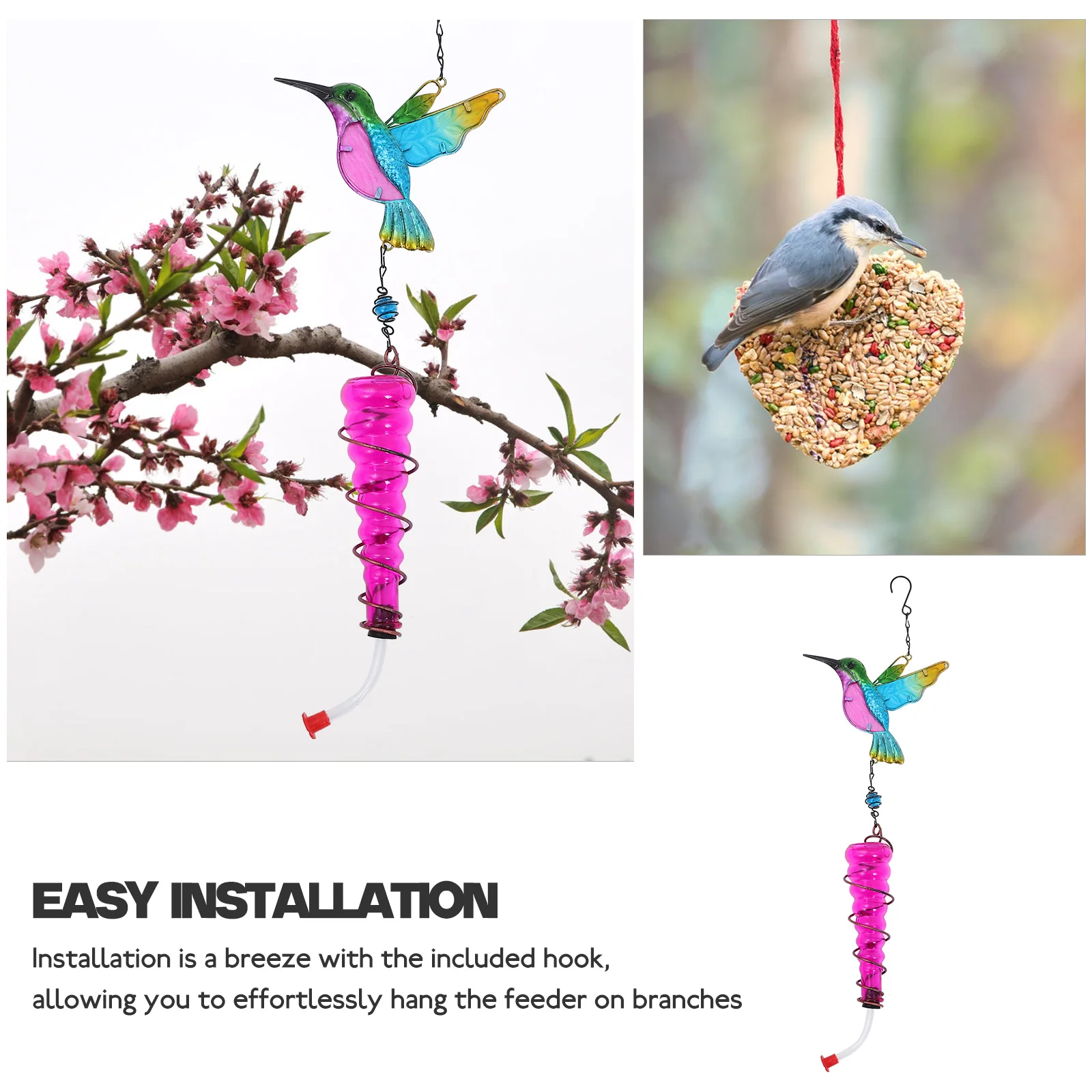 

Glass Enamel Outdoor Outdoor Hanging Humming Hanging Glass Feeder Outdoor Decorative Device Suspending Hummingbird Feeder