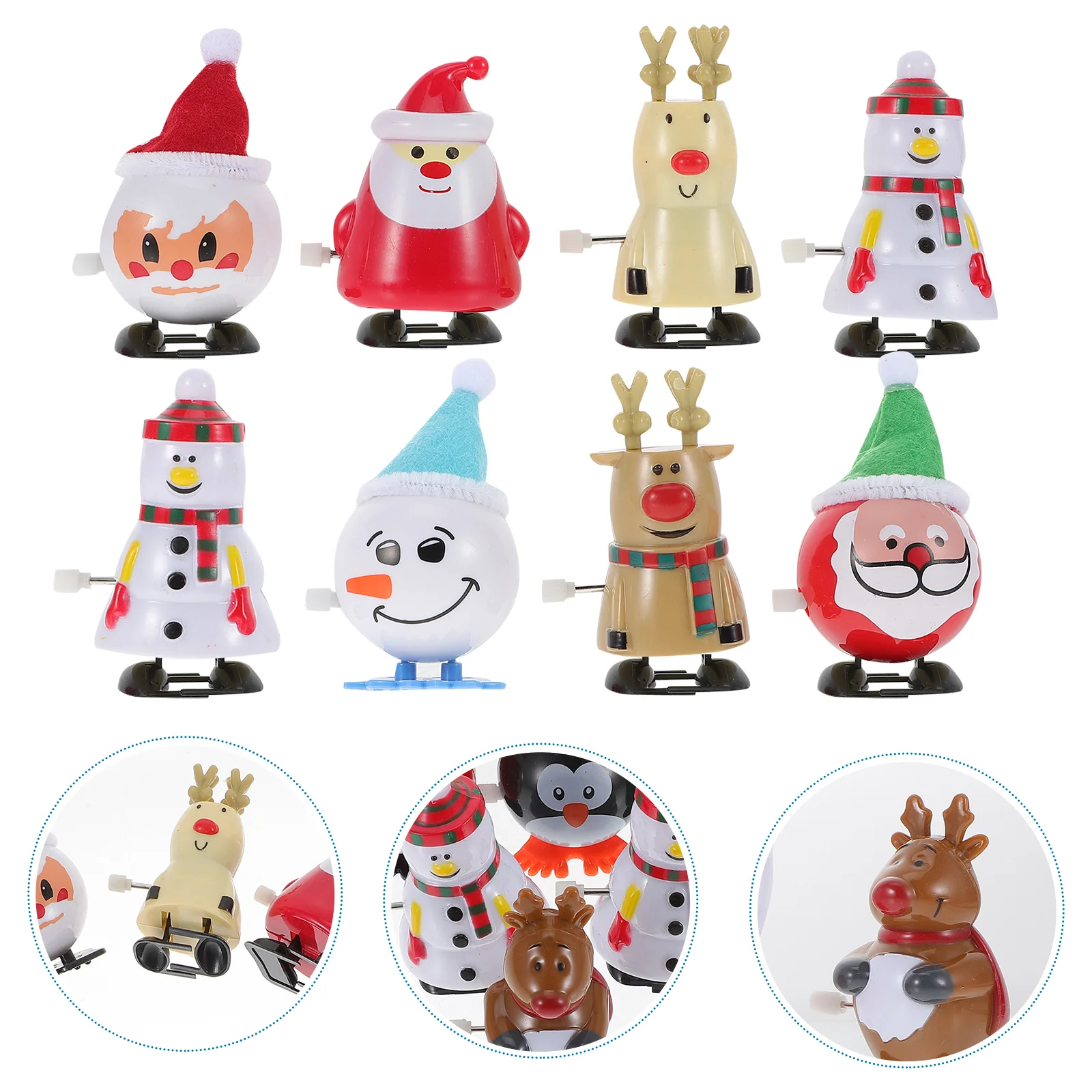 75x5cm 12Pcs Christmas Clockwork Toy Christmas Gift Supplies Wind up Toy Elk Toy Wind-up Animal Toy Christmas Party Favors