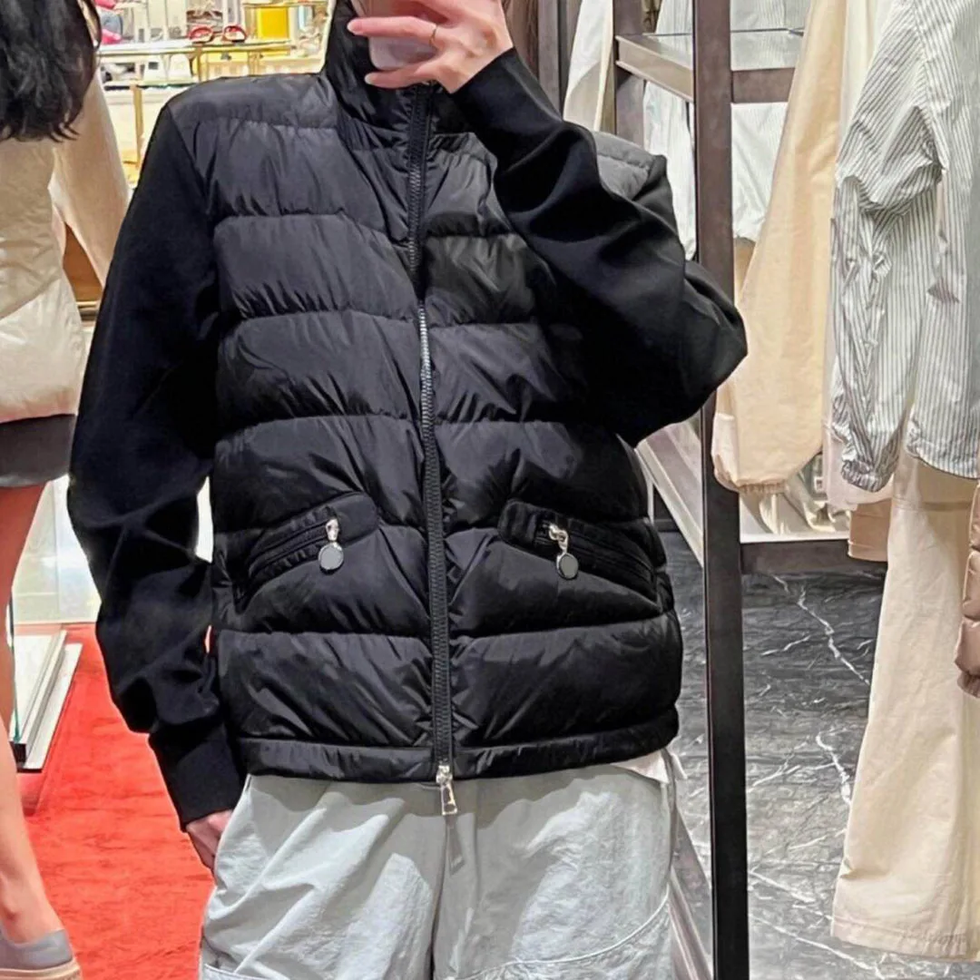 女性用ホワイトグースダウンパッチワークコート,タートルネックジッパー,長袖,ストライプステッチ,カジュアルジャケット,秋冬ファッション,90%