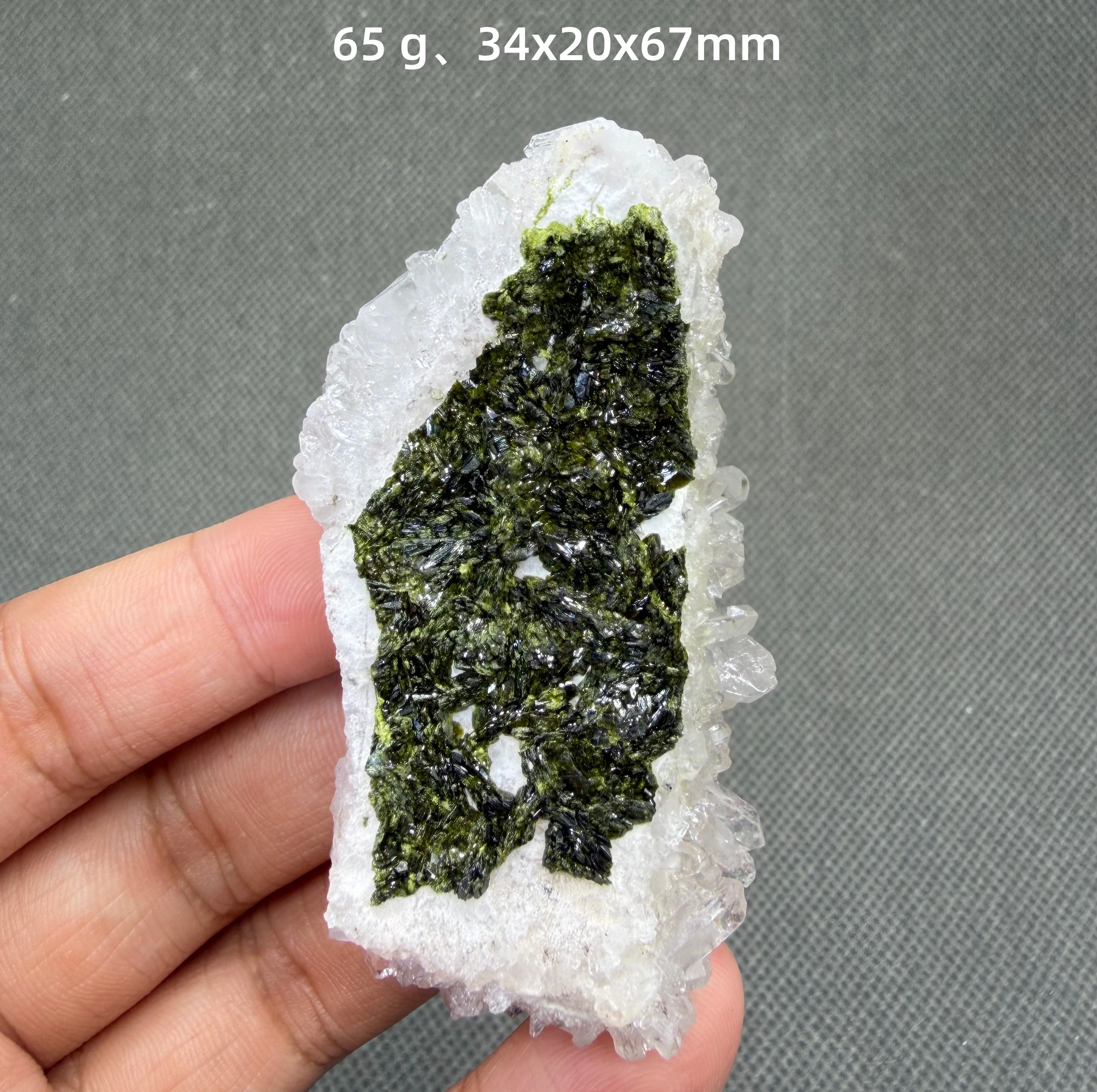 65 g Natural Epidote and Crystal Symbiotic Mineral Specimens + Healing Quartz Crystals and Stones Rock Gemstone